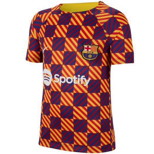 Barcelona pre-match jersey training soccer uniform men's sportswear football top yellow shirt 2023-2024